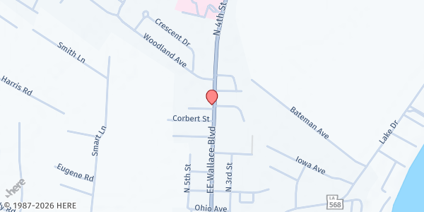 Map showing Ferriday Mobile Pantry Stop at 1302 EE Wallace Blvd., Ferriday, LA