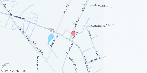 Map showing St. Frances Food Pantry of Pointe Coupee at 4316 Harry St., Fordoche, LA
