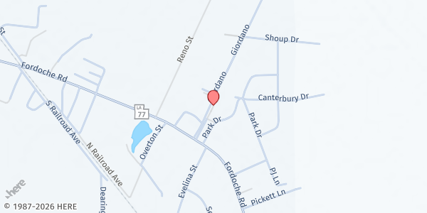 Map showing St. Frances Food Pantry of Pointe Coupee at 4316 Harry Street, Fordoche, LA