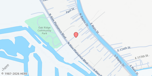 Map showing First Baptist Golden Meadow at 187 Oak Ridge Dr., Golden Meadow, LA