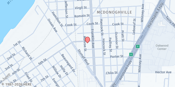 Map showing Gretna Community Center at 1700 Monroe St., Gretna, LA