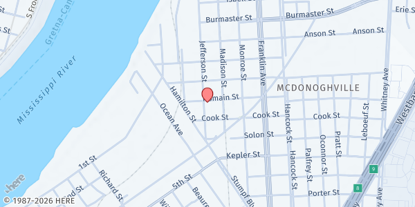 Map showing Gretna Food Pantry at 1400 Jefferson St., Gretna, LA