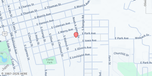 Map showing Macedonia Missionary Baptist at 910 E. Park Ave., Hammond, LA
