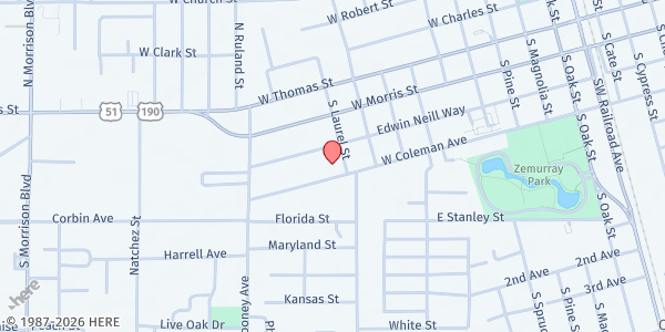 Map showing Our Daily Bread Food Bank at 1006 W. Coleman Ave., Hammond, LA