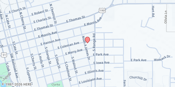 Map showing Our Daily Bread Food Bank at 1006 Coleman Ave, Hammond, LA