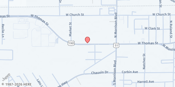 Map showing Tangi Food Pantry at 2410 W. Thomas St., Hammond, LA
