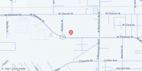 Map showing Tangi Food Pantry at 2404 West Thomas St, Hammond, LA