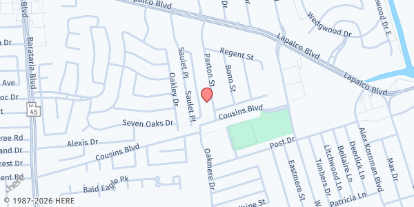 Map showing Household of Faith- West Bank at 2074 Paxton, Harvey, LA