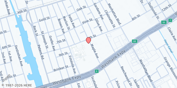 Map showing Infant Jesus of Prague Church at 700 Maple Ave., Harvey, LA