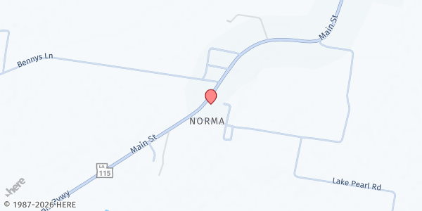 Map showing St. Alphonse Catholic Church at 3659 Main St., Hessmer, LA