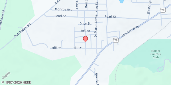 Map showing Eag Helps at 1424 Sims St., Homer, LA