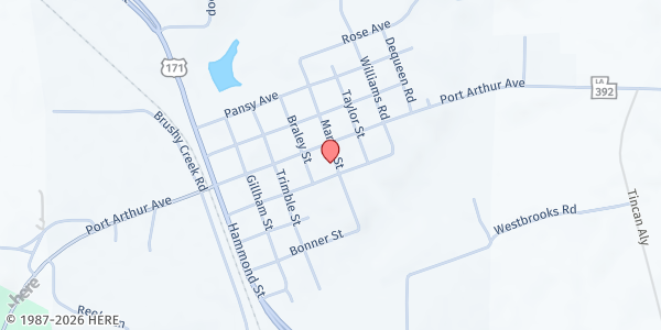 Map showing First Baptist Church - Hornbeck at 2342 Stillwell Ave., Hornbeck, LA