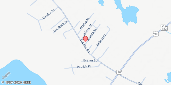 Map showing Coteau Baptist Church at 2066 Coteau Rd, Houma, LA