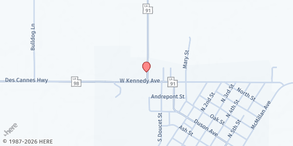 Map showing Christian Service Center of Iota at 422 Kennedy Dr, Iota, LA