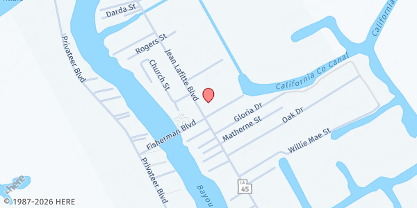Map showing St. Anthony Church at 2653 Jean Lafitte Blvd., Jean Lafitte, LA