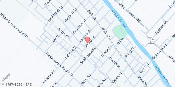 Map showing Kingdom Builders at 401 Henkle St., Jeanerette, LA