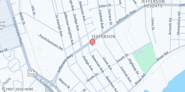 Map showing Jefferson Presbyterian Church at 4450 Jefferson Hwy., Jefferson, LA