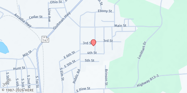 Map showing Hands Up Ministries at 1629 Church St., Jonesboro, LA