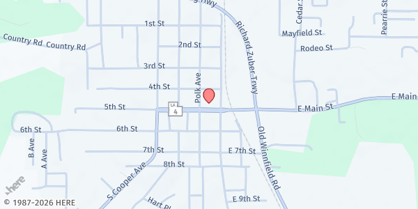 Map showing His Hands Outreach Ministry at 116 Jimmie Davis Blvd., Jonesboro, LA