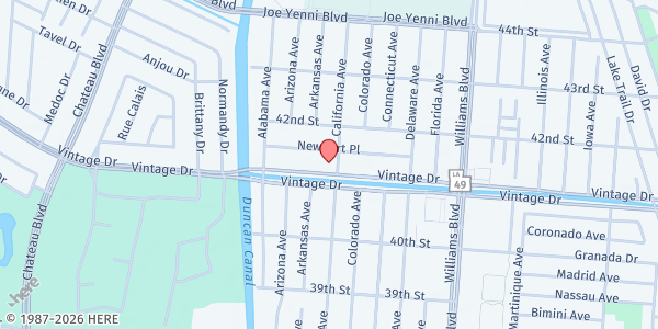 Map showing ICNA Relief at 4101 California Ave., Kenner, LA
