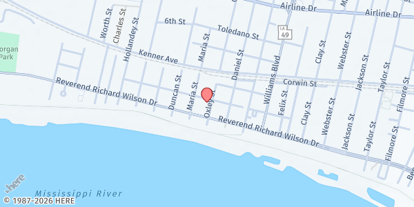 Map showing Kenner Food Bank at 317 Oxley St., Kenner, LA