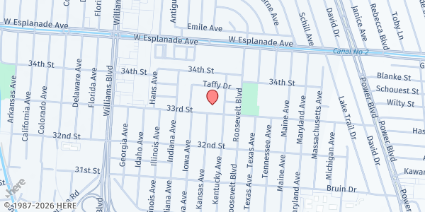 Map showing St. Jerome Catholic Church Food Pantry at 2402 33rd St, Kenner, LA