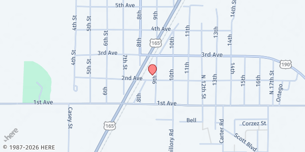 Map showing Kinder Mobile Pantry - Kinder Fire Station at 808 2nd Ave, Kinder, LA