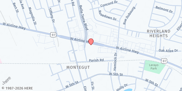 Map showing New Wine Development Corporation at 1921 Airline Highway, La Place, LA