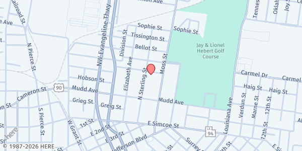 Map showing SoulCare Outreach Ministries at 446 N Sterling St, Lafayette, LA