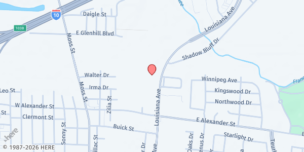 Map showing Spirit of Liberty Christian Fellowship at 2841 Louisiana Avenue, Lafayette, LA