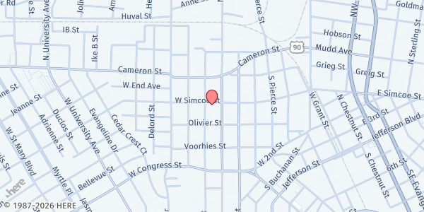Map showing St. Joseph Diner at 613 W. Simcoe St., Lafayette, LA