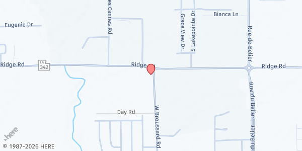 Map showing Tabernacle of Hope at 925 W. Broussard Rd., Lafayette, LA