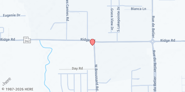 Map showing Tabernacle of Hope Center at 925 W. Broussard Rd., Lafayette, LA