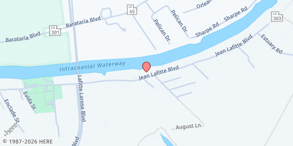 Map showing Jean Lafitte Food Pantry at 580 Jean Lafitte Blvd, Lafitte, LA