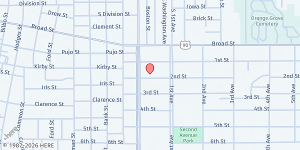 Map showing Catholic Charities of Southwest LA Calcasieu at 1225 2nd St, Lake Charles, LA