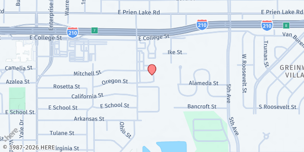 Map showing Glad Tidings Dorcas Ministry at 3501 Texas St., Lake Charles, LA