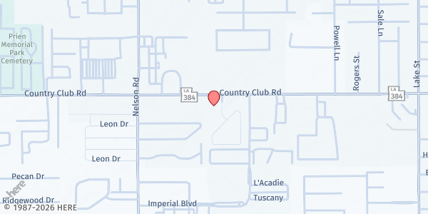 Map showing SDA Lake Charles at 1537 Country Club Rd., Lake Charles, LA
