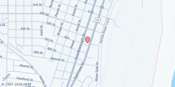 Map showing First Missionary Baptist Church at 615 Sparrow St., Lake Providence, LA