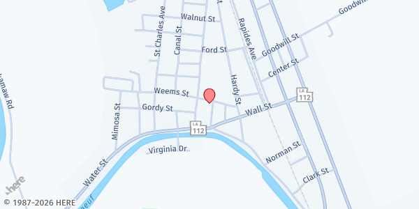 Map showing St. Martin Catholic Church at 1815 St. Martin St., Lecompte, LA