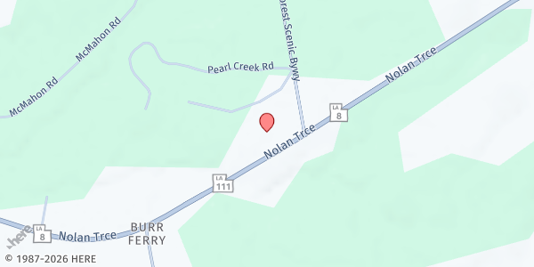 Map showing Burr Ferry Mobile Pantry - Burr Ferry Pentecostal Church at 23606 LA-8, Leesville, LA