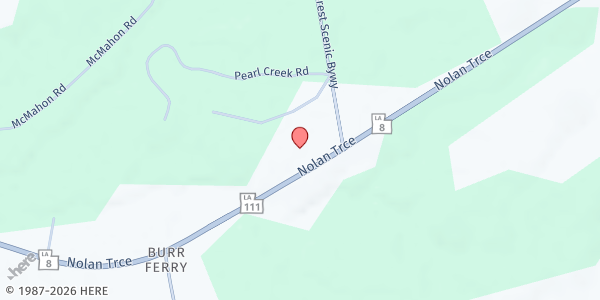 Map showing Burr Ferry United Pentecostal Church at 23606 Hwy. 8, Leesville, LA