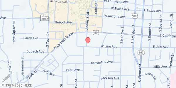 Map showing Lincoln United Community Coalition at 622 W. Line Ave., Lincoln, LA