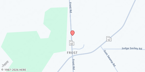 Map showing Livingston Church at 26490 S. Frost Rd., Livingston, LA