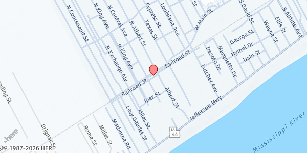 Map showing Gramercy-Lutcher-Paulina Food Pantry at 2105 Railroad Ave., Lutcher, LA