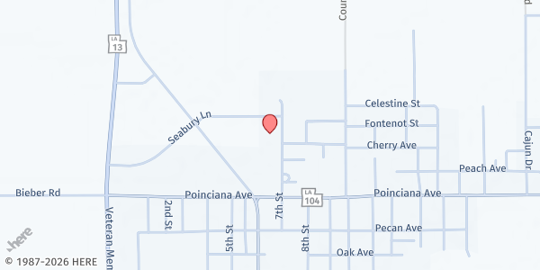 Map showing Sanctuary of Praise at 1415 7th St., Mamou, LA