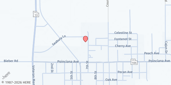 Map showing Sanctuary of Praise at 1415 7th Street, Mamou, LA