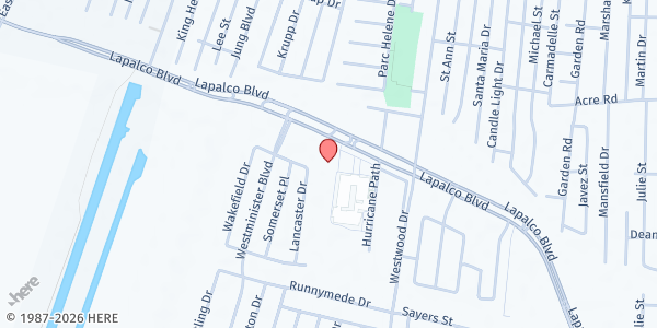 Map showing God's House at 7301 Lapalco Blvd., Marrero, LA