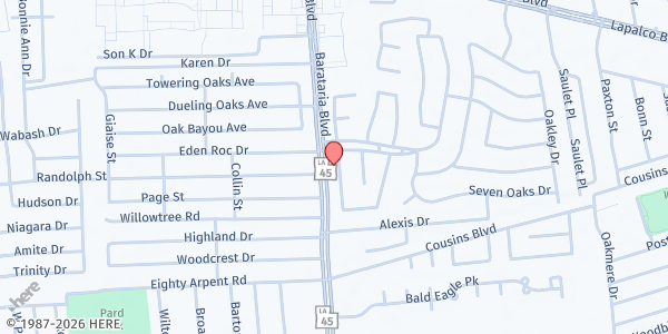 Map showing House of Judah at 2211 Barataria Blvd., Marrero, LA