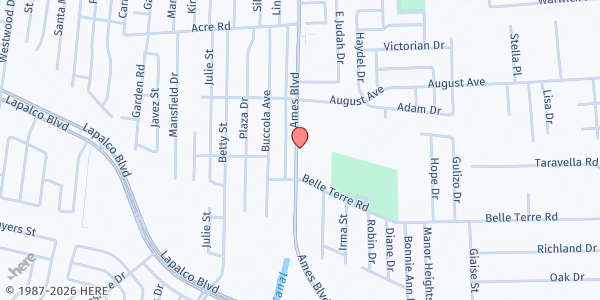 Map showing Marrero Community/Senior Activity Center Jeff Capp at 1861 Ames Blvd., Marrero, LA