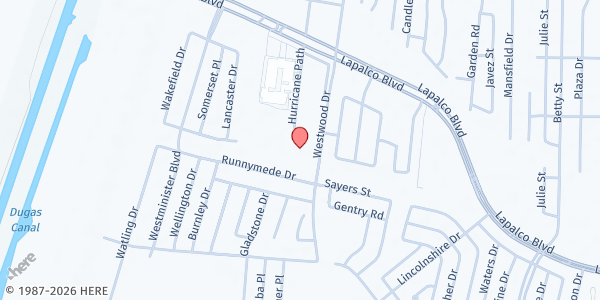 Map showing Mount Calvary International Worship Center at 1600 Westwood Dr., Marrero, LA